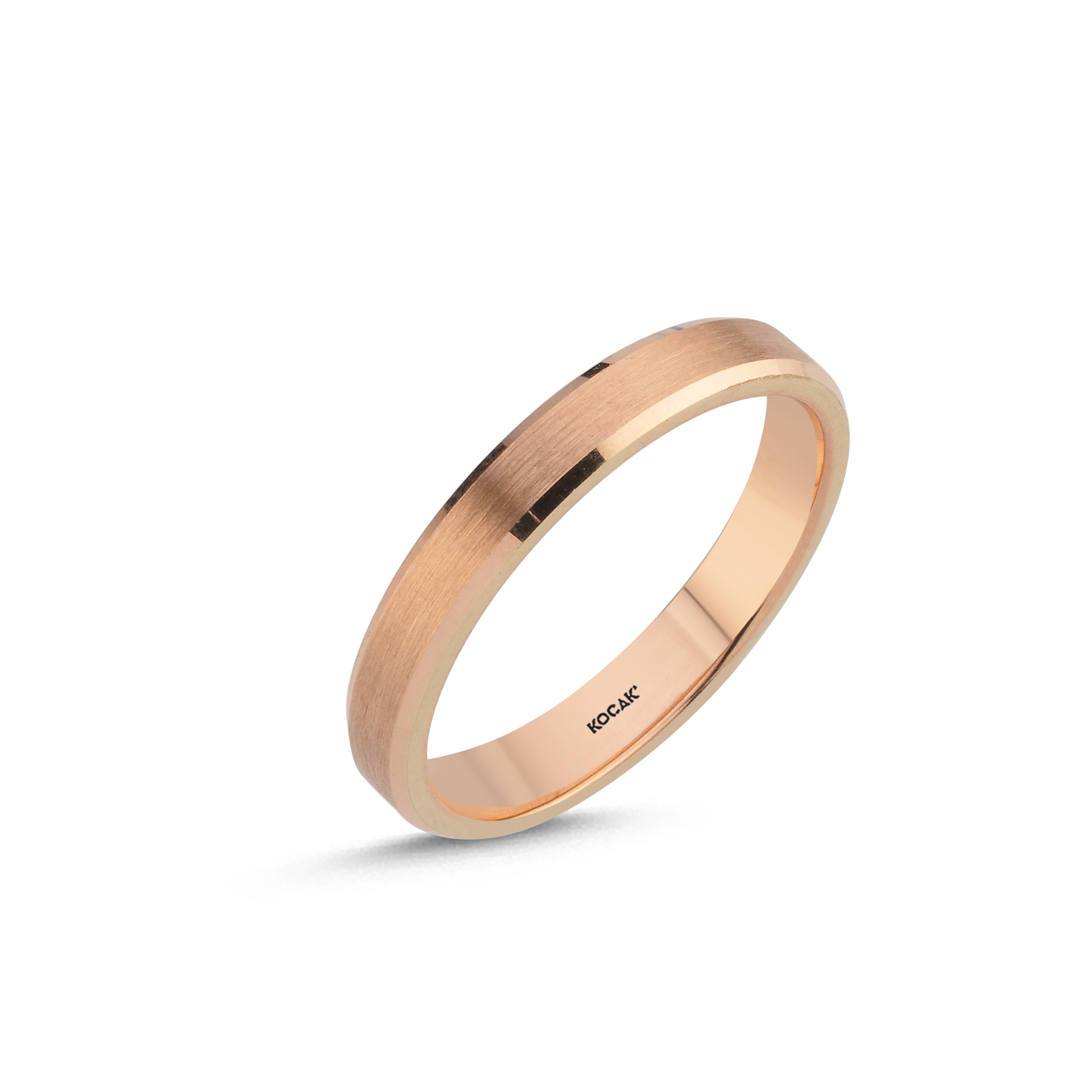 14 Ayar 3.5mm Rose Altın Taşlı Alyans