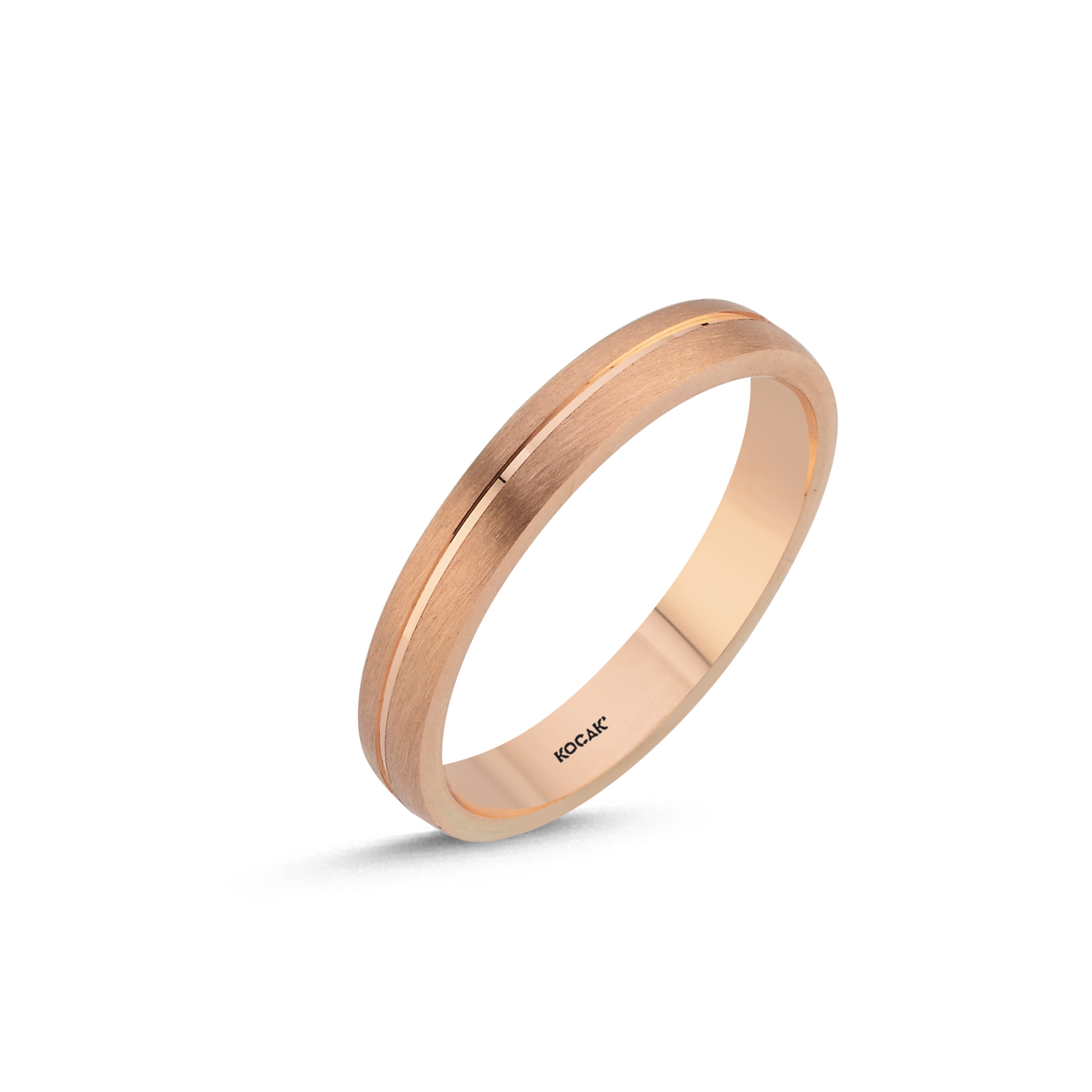 14 Ayar 3,5mm Rose Altın Taşlı Alyans