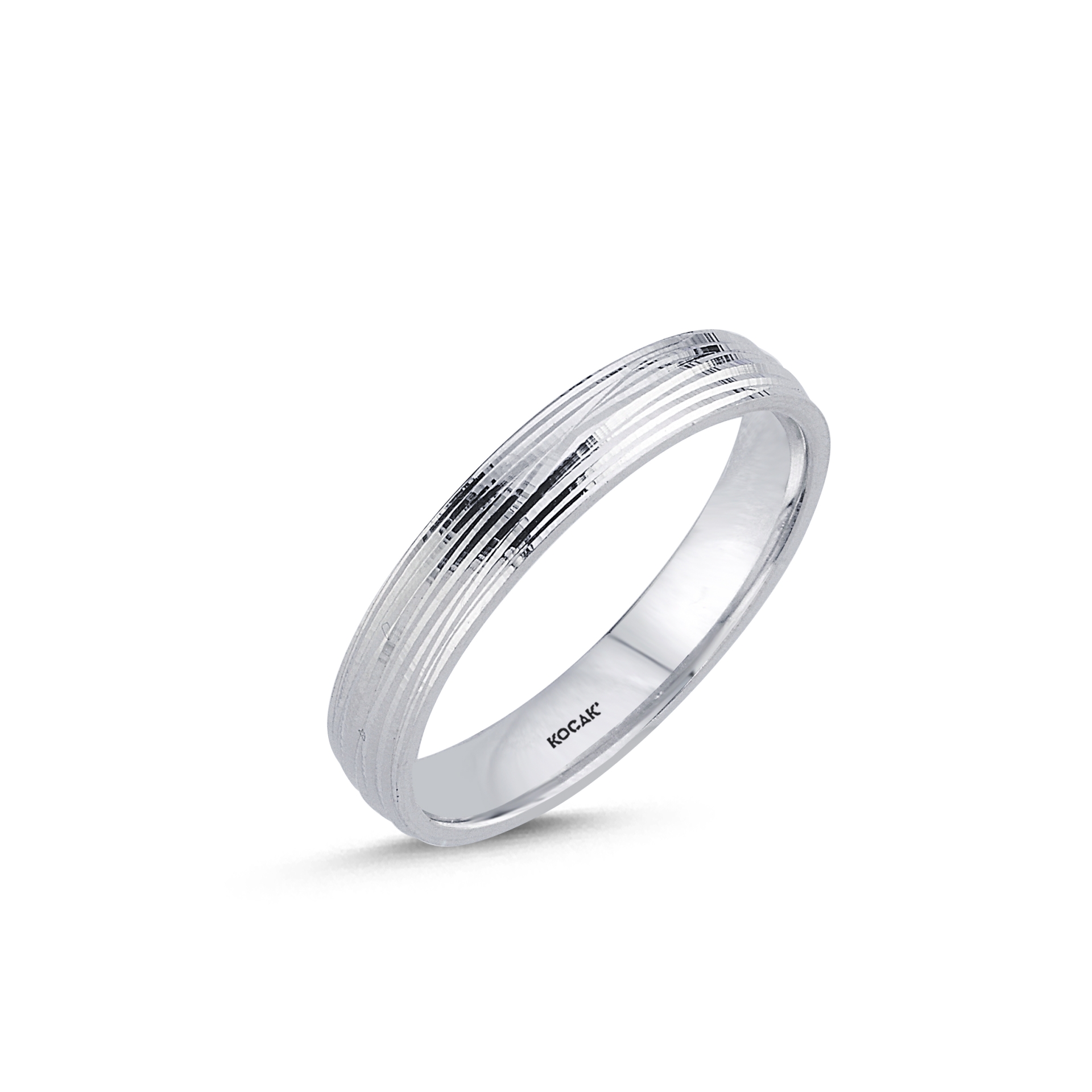 14 Ayar 4mm Beyaz Altın Taşlı Alyans