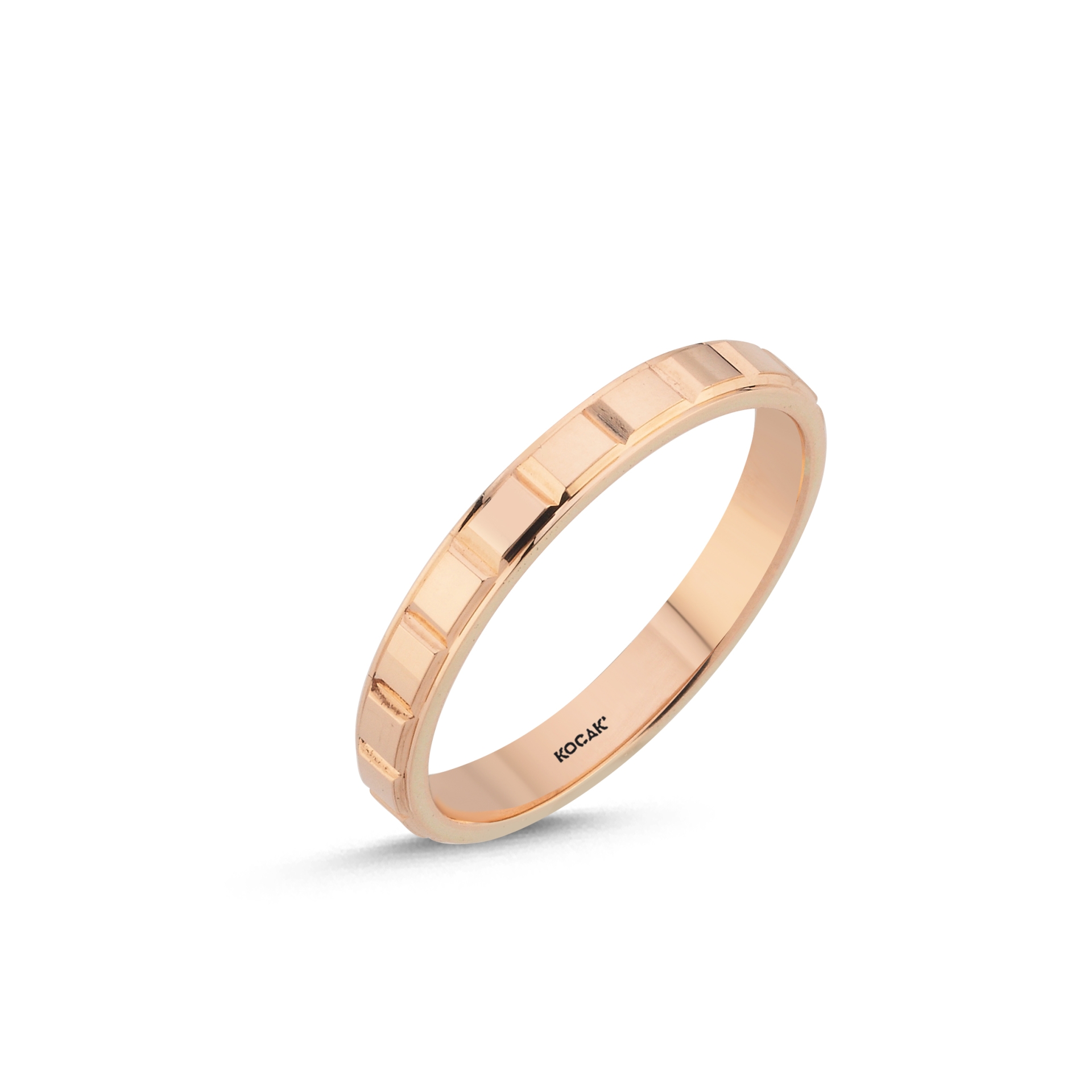 14 Ayar 4mm Rose Altın Taşlı Alyans
