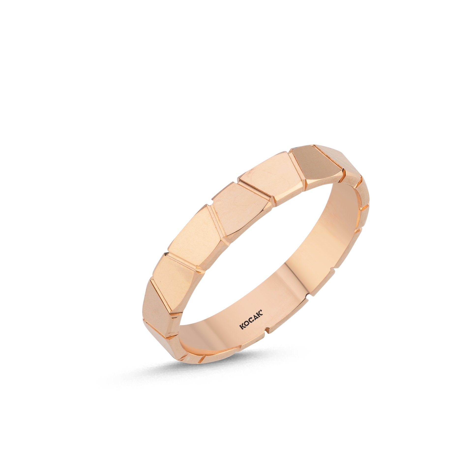 14 Ayar 4mm Rose Altın Taşlı Alyans