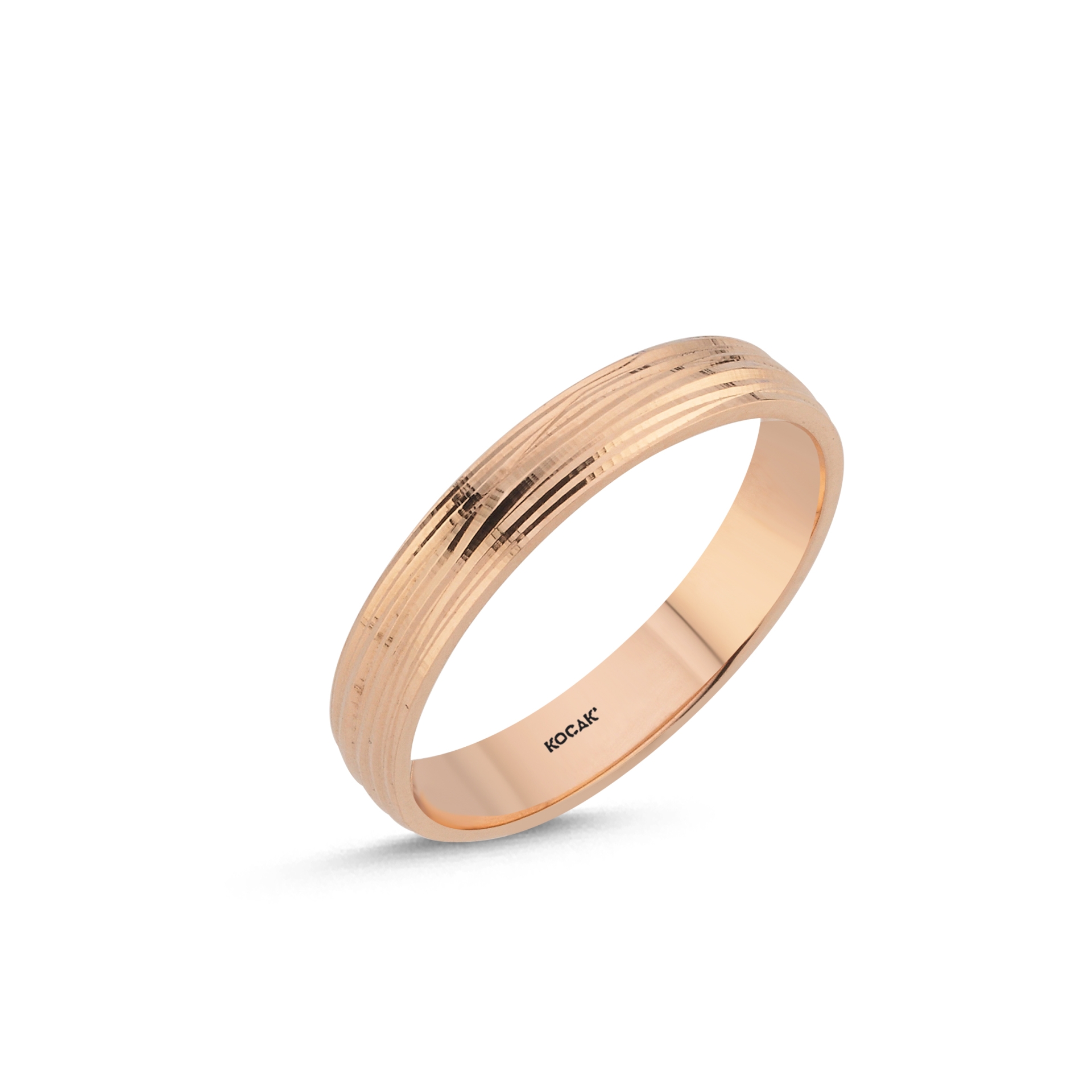 14 Ayar 4mm Rose Altın Taşlı Alyans