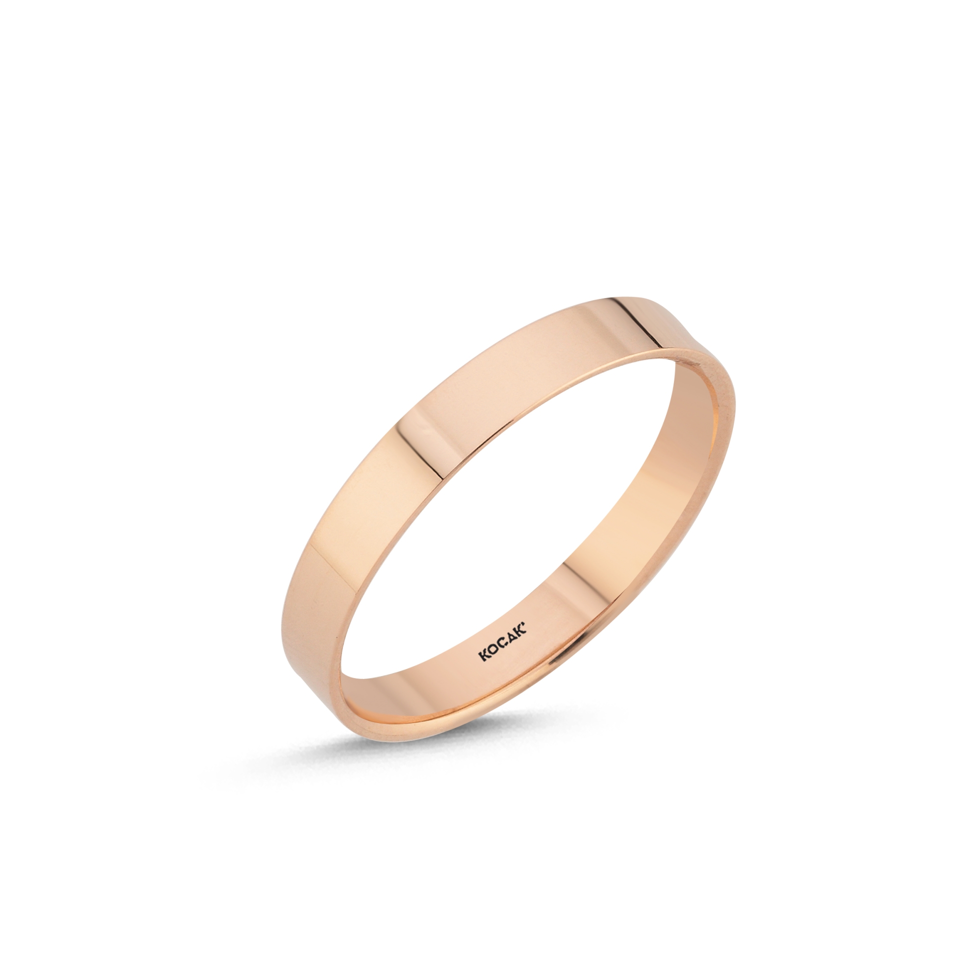 14 Ayar 3,5mm Rose Altın Taşlı Alyans