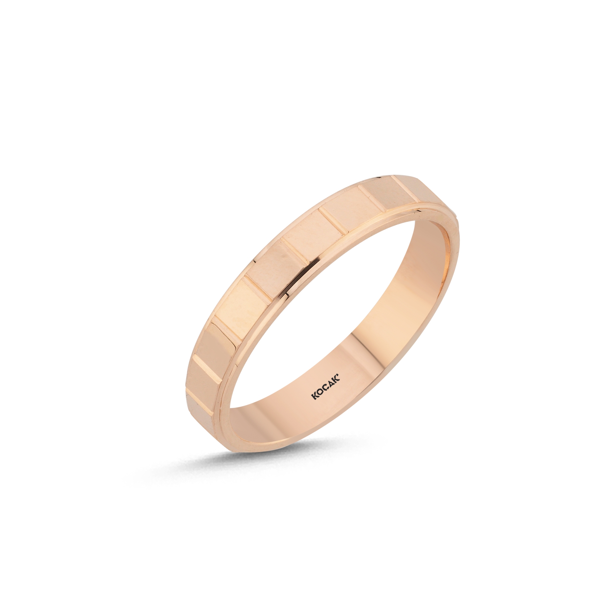 14 Ayar 3mm Rose Altın Taşlı Alyans