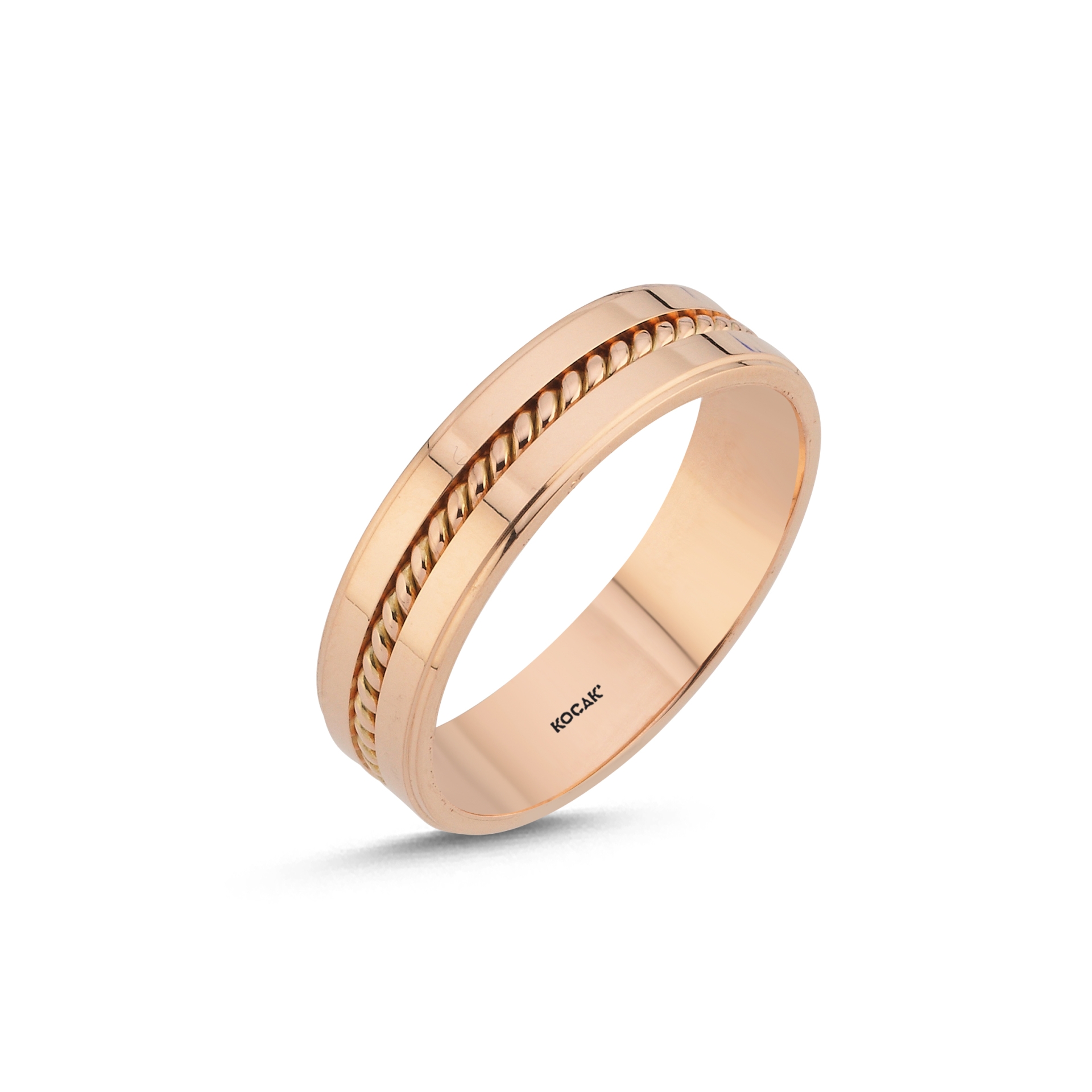 14 Ayar 5,5mm Rose Altın Taşlı Alyans