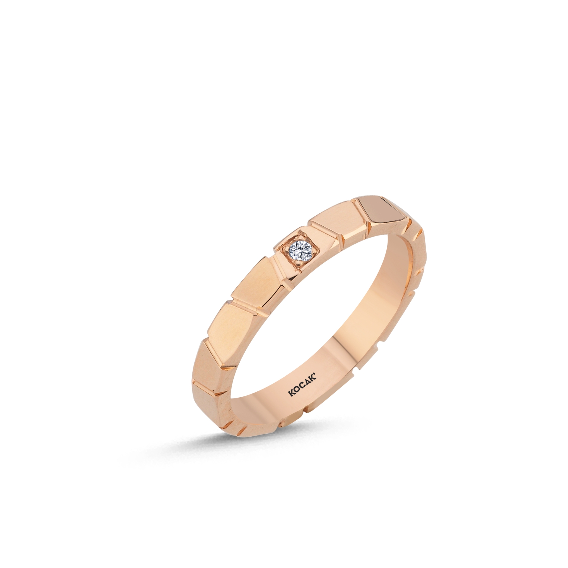 14 Ayar 4mm Rose Altın Taşlı Alyans
