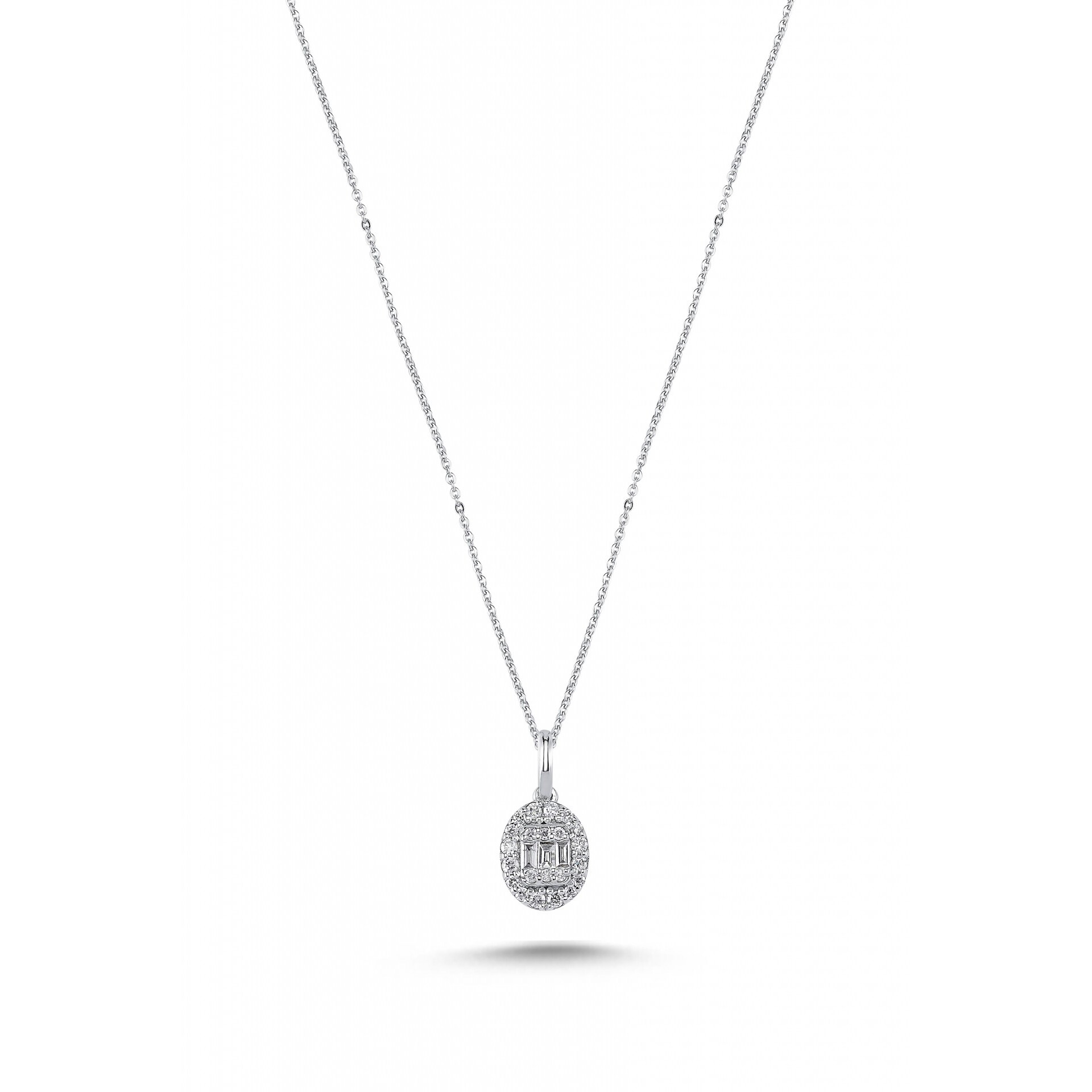 0.19 Karat GH SI Baget Taşlı Pırlanta Kolye
