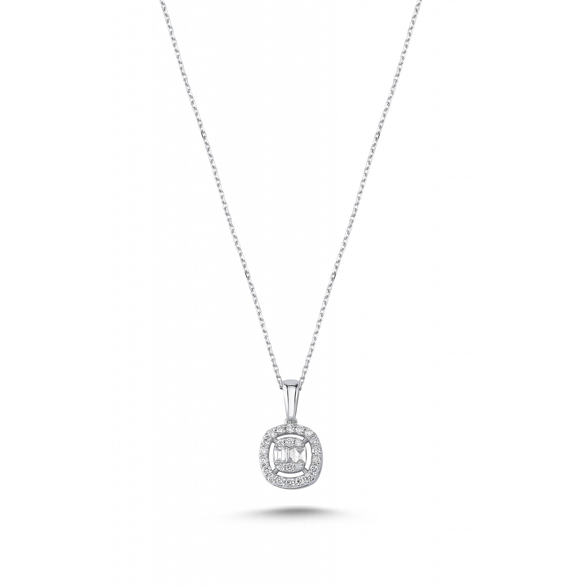0.25 Karat Baget Taşlı Pırlanta Kolye